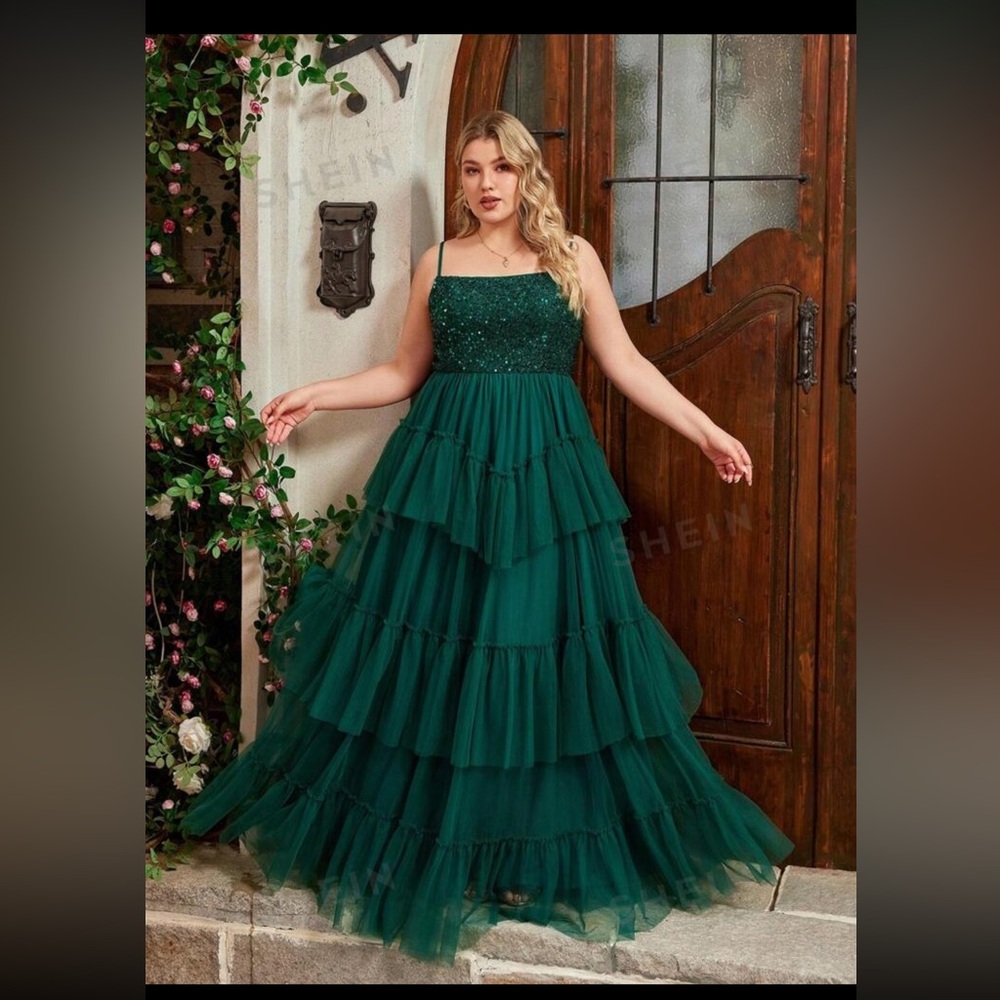 Dark Green Ruffle Trip dress